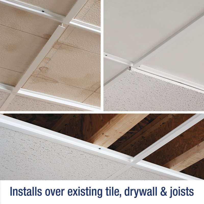 CeilingMAX Vinyl Surface Mount Ceiling Grid Kit in Crosshatch Silver